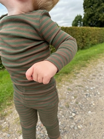 BIRKHOLM Stribede Rib Leggings Teak Brun & Army Grøn